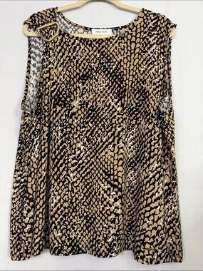 Nine West Women’s Tan and Black Animal Print Sleeveless Top
